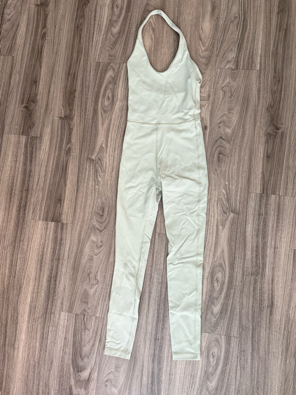 Aritzia Wilfred Free Look Halter Jumpsuit Sage Green Open Back Yoga Romper XXS - Picture 5 of 9